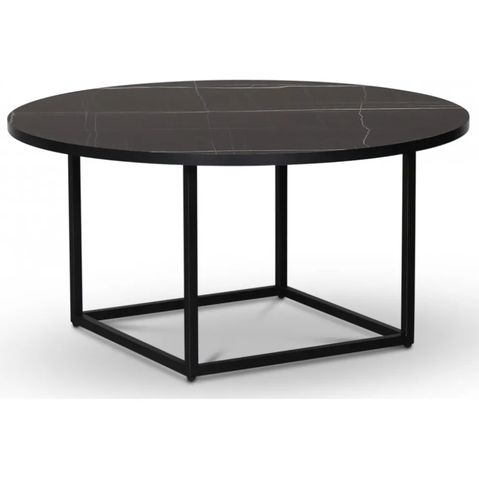 Soffbord Ø90 cm - Svart marmor (Exklusive laminat) + Möbeltassar