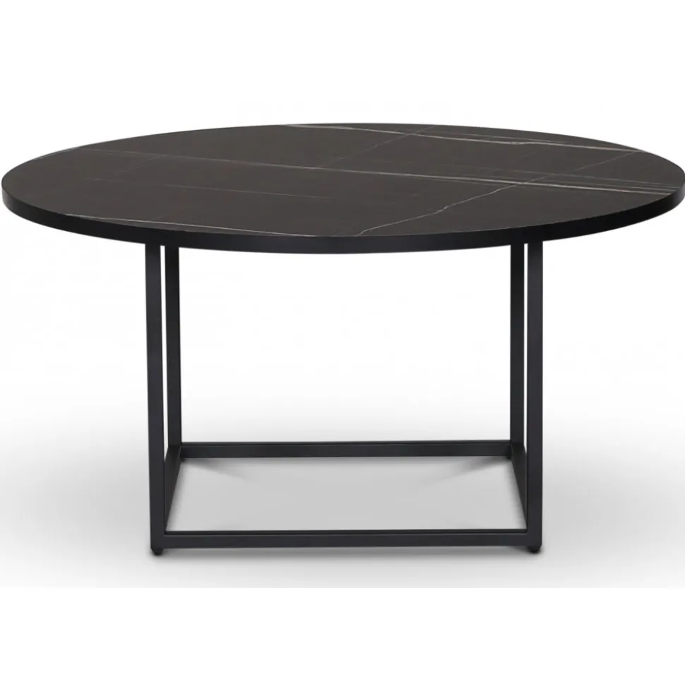 Soffbord Ø90 cm - Svart marmor (Exklusive laminat) + Möbeltassar