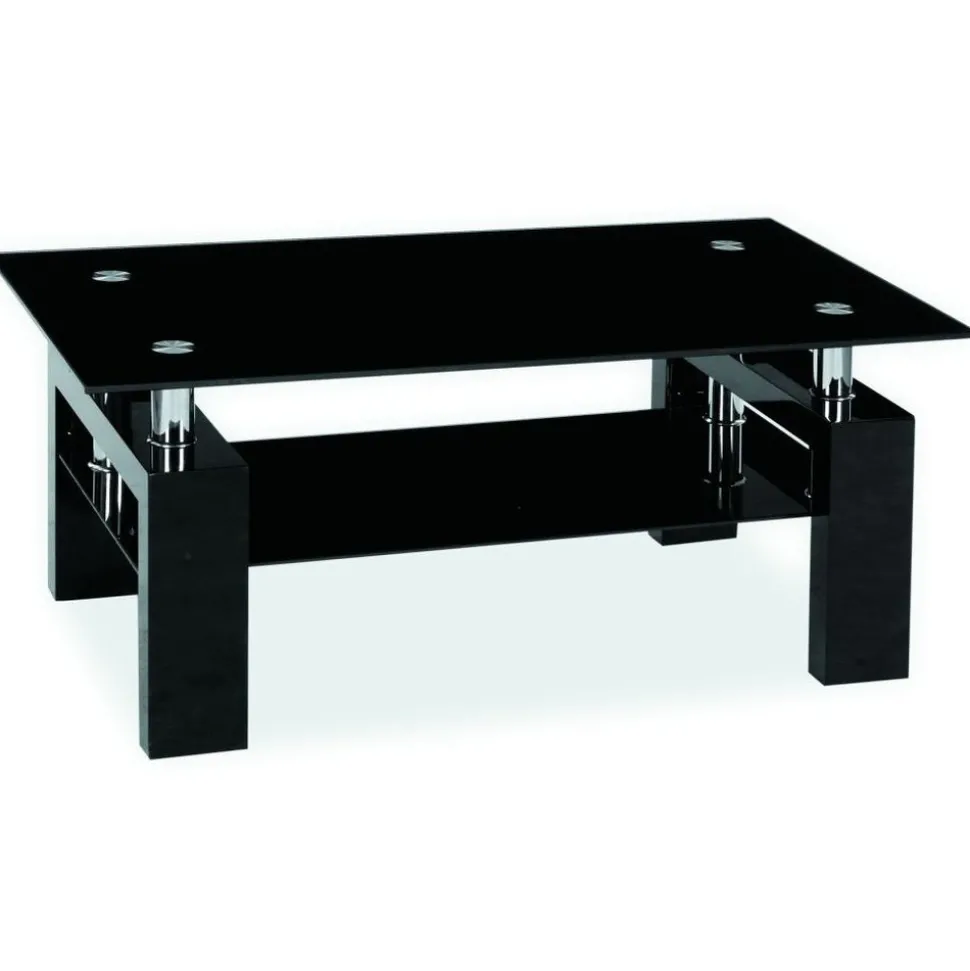 Soffbord 110 x 60 cm - Svart / Glas