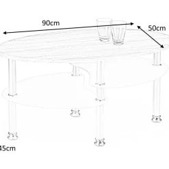 Soffbord 90 x 50 cm Vit/ek - Adiba + Möbeltassar