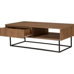 Soffbord Dale med låda i valnöt / Svart - 120x60 cm + Möbeltassar