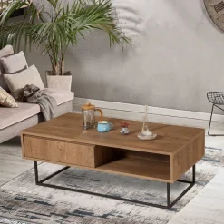 Soffbord Dale med låda i valnöt / Svart - 120x60 cm + Textilrengöring för möbler