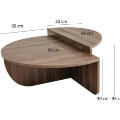 Soffbord i valnötsbetsat massivt furuträ 90 x 90 cm
