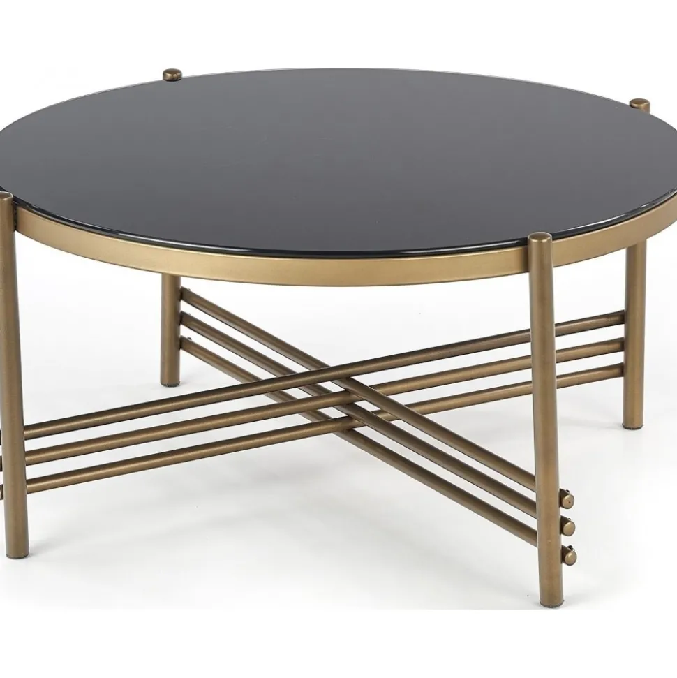 Soffbord Jenelle i svart/guld - Ø80 cm + Möbeltassar