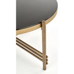 Soffbord Jenelle i svart/guld - Ø80 cm + Möbeltassar