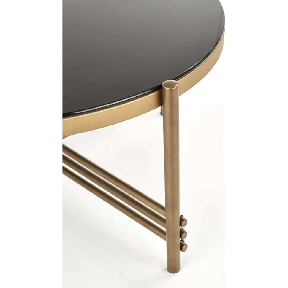 Soffbord Jenelle i svart/guld - Ø80 cm + Möbeltassar