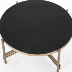 Soffbord Jenelle i svart/guld - Ø80 cm + Textilrengöring för möbler