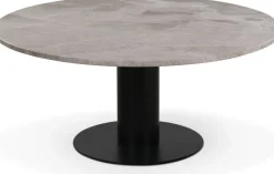 Soffbord äkta marmor 105 cm diameter med svart fot