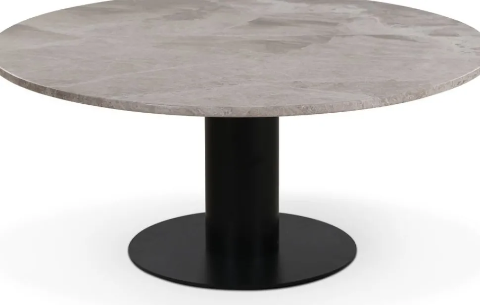 Soffbord äkta marmor 105 cm diameter med svart fot