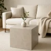 Soffbord kuben 60 x 60 x 60 cm - Beige marmor utseende