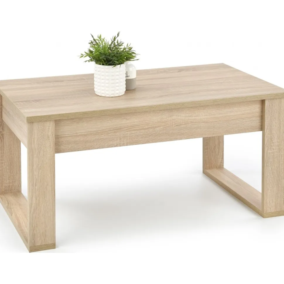 Soffbord med lådor 110x 60 cm ljus ek + Möbeltassar