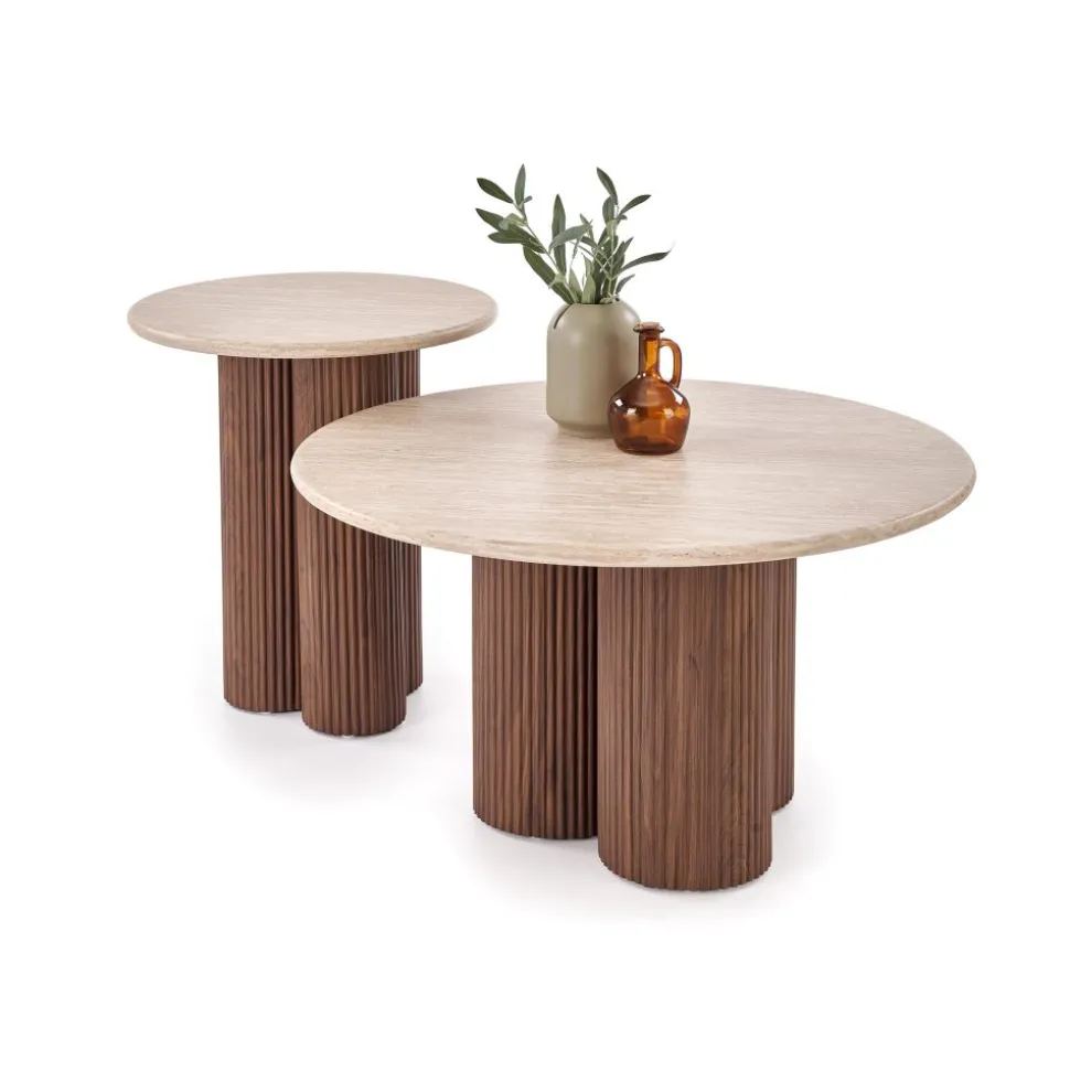 Soffbord mocca med Travertintopp 80 cm