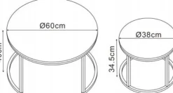Soffbord set med 2 st Ø38/60 cm - Vit marmoreffekt/guld
