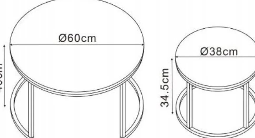 Soffbord set med 2 st Ø38/60 cm - Vit marmoreffekt/guld + Möbeltassar