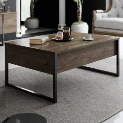 Soffbord valnöt/svart 90 x 60 cm - Lux