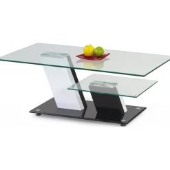 Soffbord 110x60 cm vit svart glas