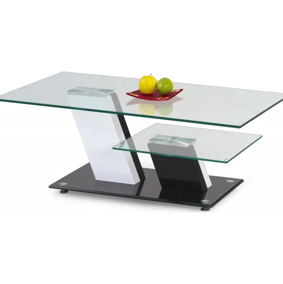Soffbord 110x60 cm vit svart glas