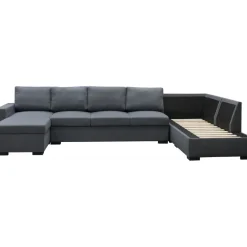 Solna mörkgrå vändbar U-soffa 367 cm + Möbeltassar