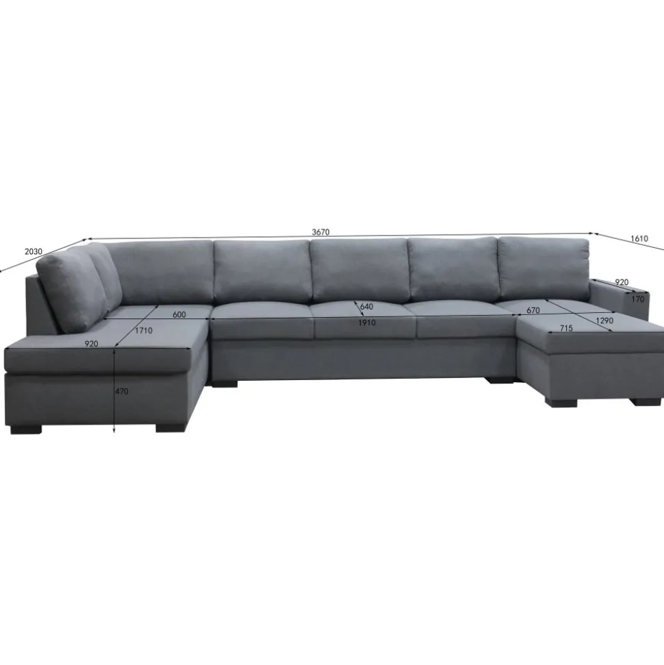 Solna mörkgrå vändbar U-soffa 367 cm