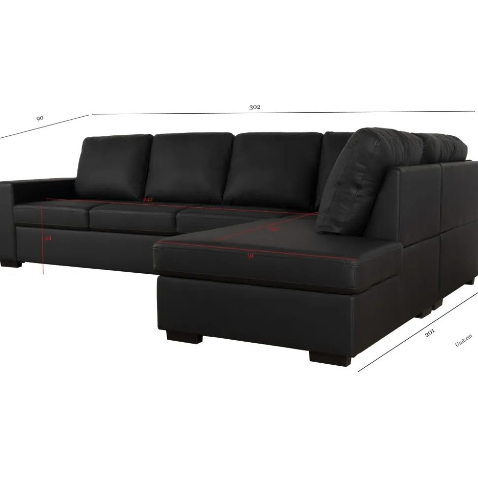 Solna soffa i svart PU öppet avslut 3A + Fläckborttagare för möbler
