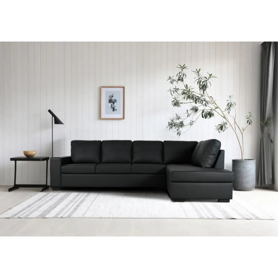 Solna soffa i svart PU öppet avslut 3A
