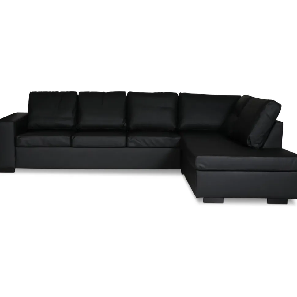 Solna soffa i svart PU öppet avslut 3A