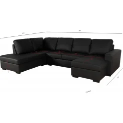 Solna U-soffa i svart PU A3D + Textilrengöring för möbler