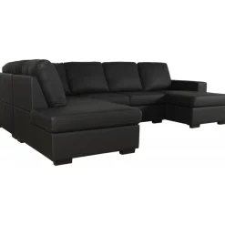 Solna U-soffa i svart PU A3D