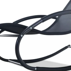 Solstol med gungfunktion - Svart + Textilskydd för utemöbler