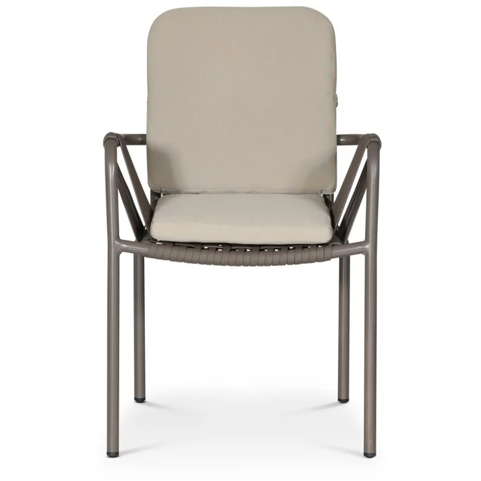 Stapelbar utestol grå med beige dyna + Rengöringsmedel för utemöbler