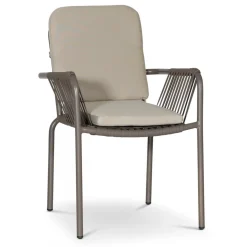 Stapelbar utestol grå med beige dyna + Rengöringsmedel för utemöbler