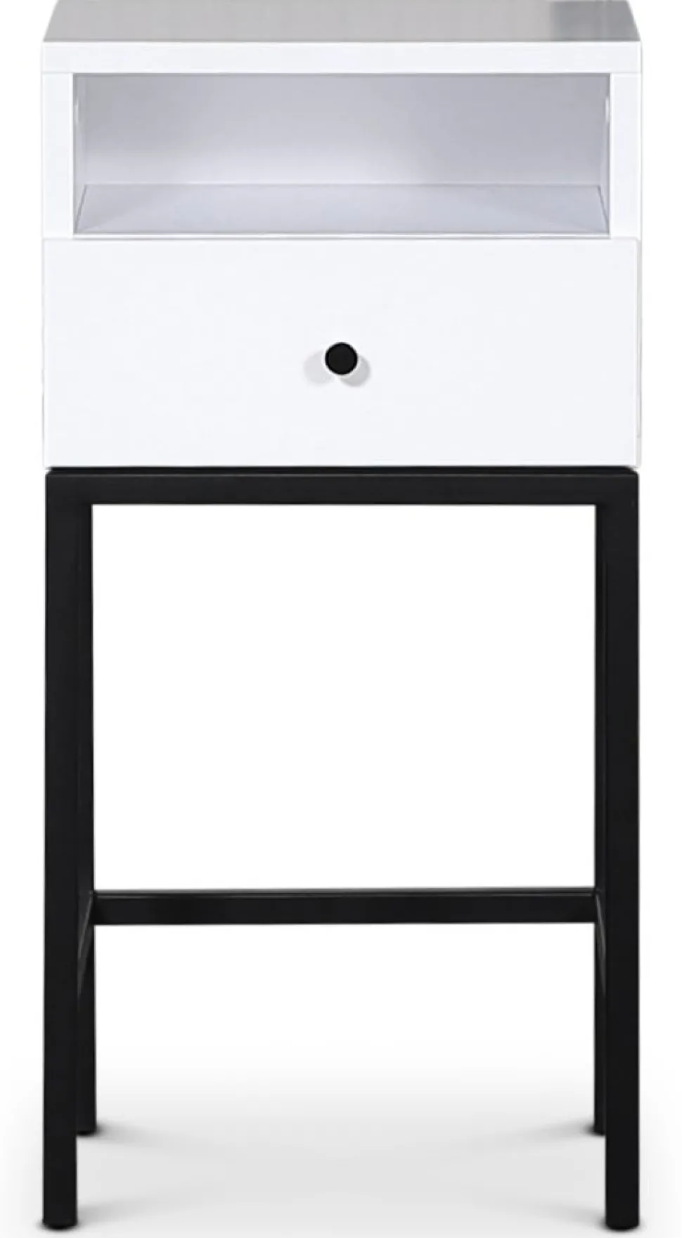 Stilo V.2 sängbord med låda Vit / Svart