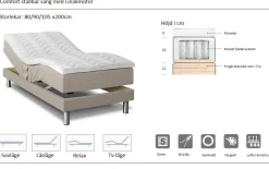 Ställbar säng beige 90x200 cm
