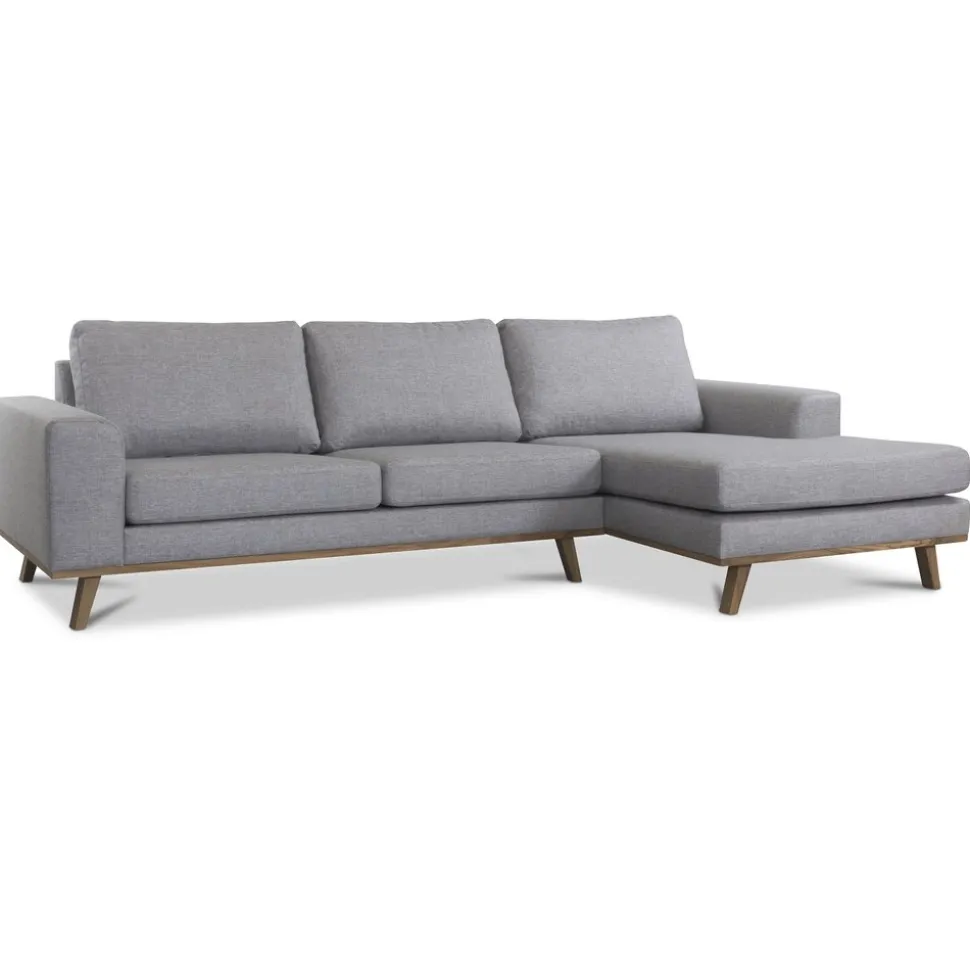 Stockholm Divansoffa Grå/Ek - Höger + Textilrengöring för möbler