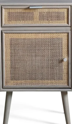 Stockholm grått sängbord med rotting