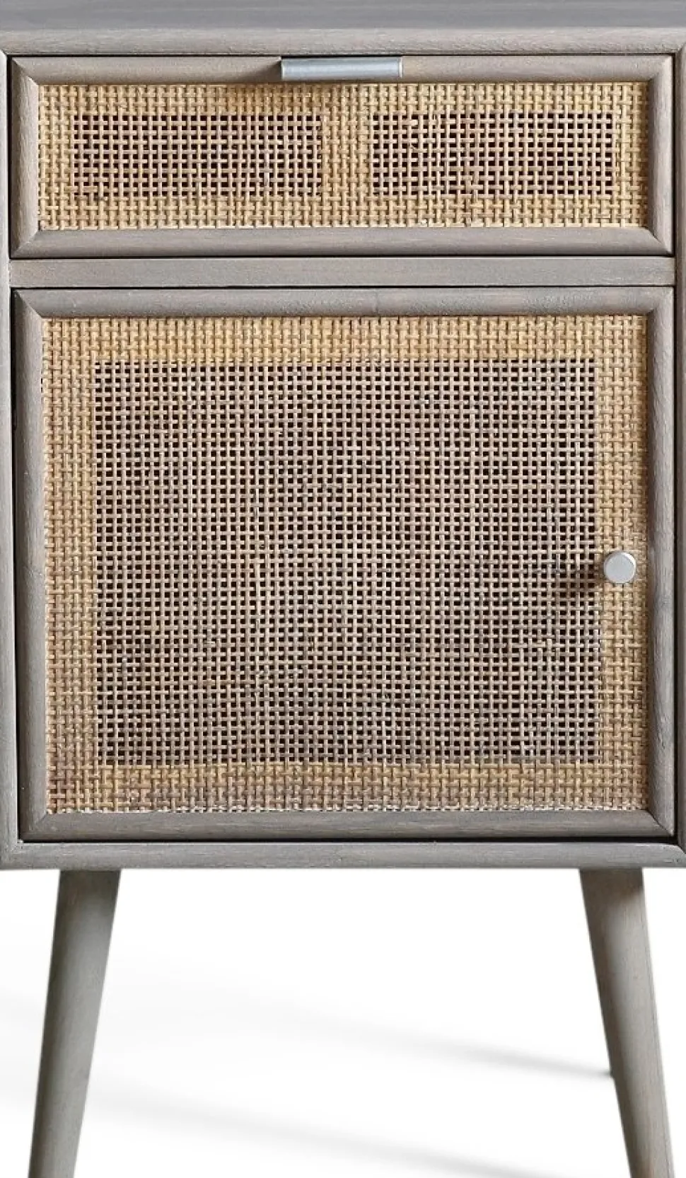 Stockholm grått sängbord med rotting + Textilrengöring för möbler