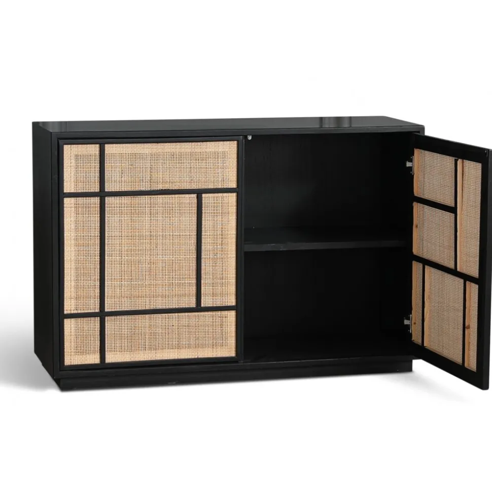 Stockholm skänk med rottingdörrar - 120 cm bred + Fläckborttagare för möbler