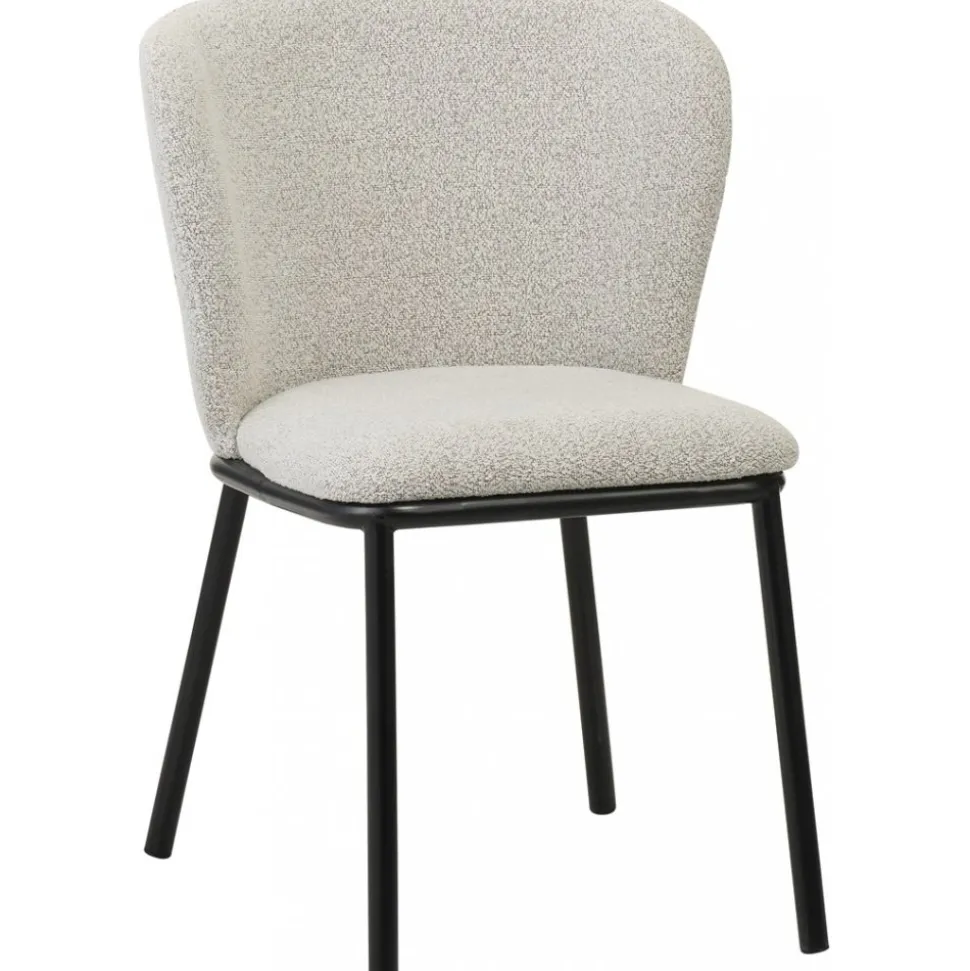 Stol beige boucle svarta ben + Möbeltassar