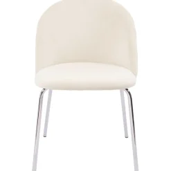 Stol beige sammet med kromade ben - Plaza