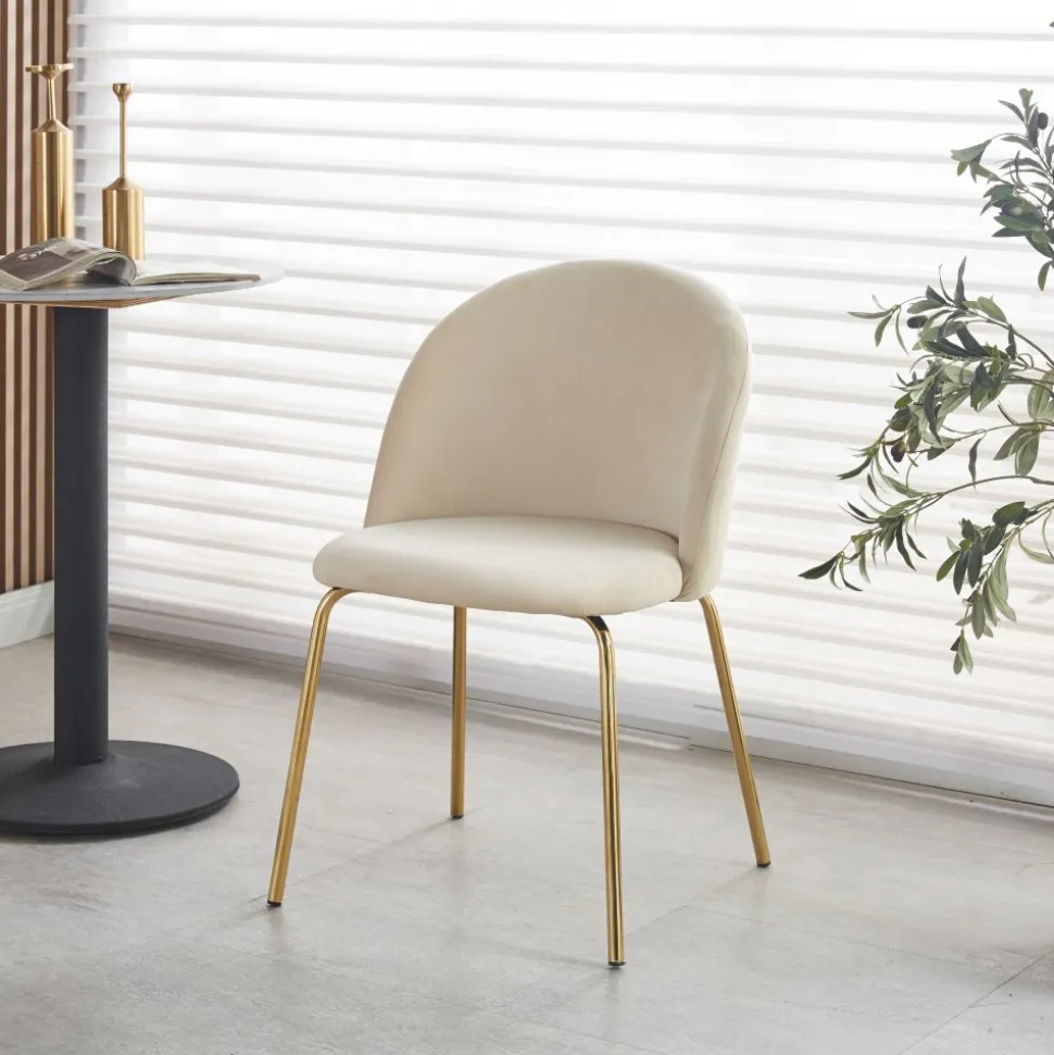 Stol beige velvet guldiga ben + Textilrengöring för möbler