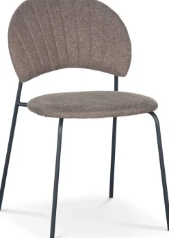 Stol brunt tyg svarta ben + Möbeltassar