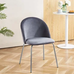 Stol grå med kromade ben - Plaza