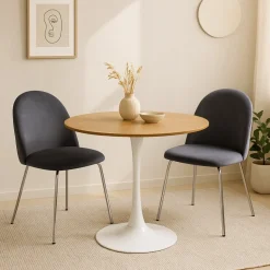 Stol grå med kromade ben - Plaza