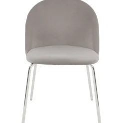 Stol gråbeige sammet kromade ben + Möbeltassar