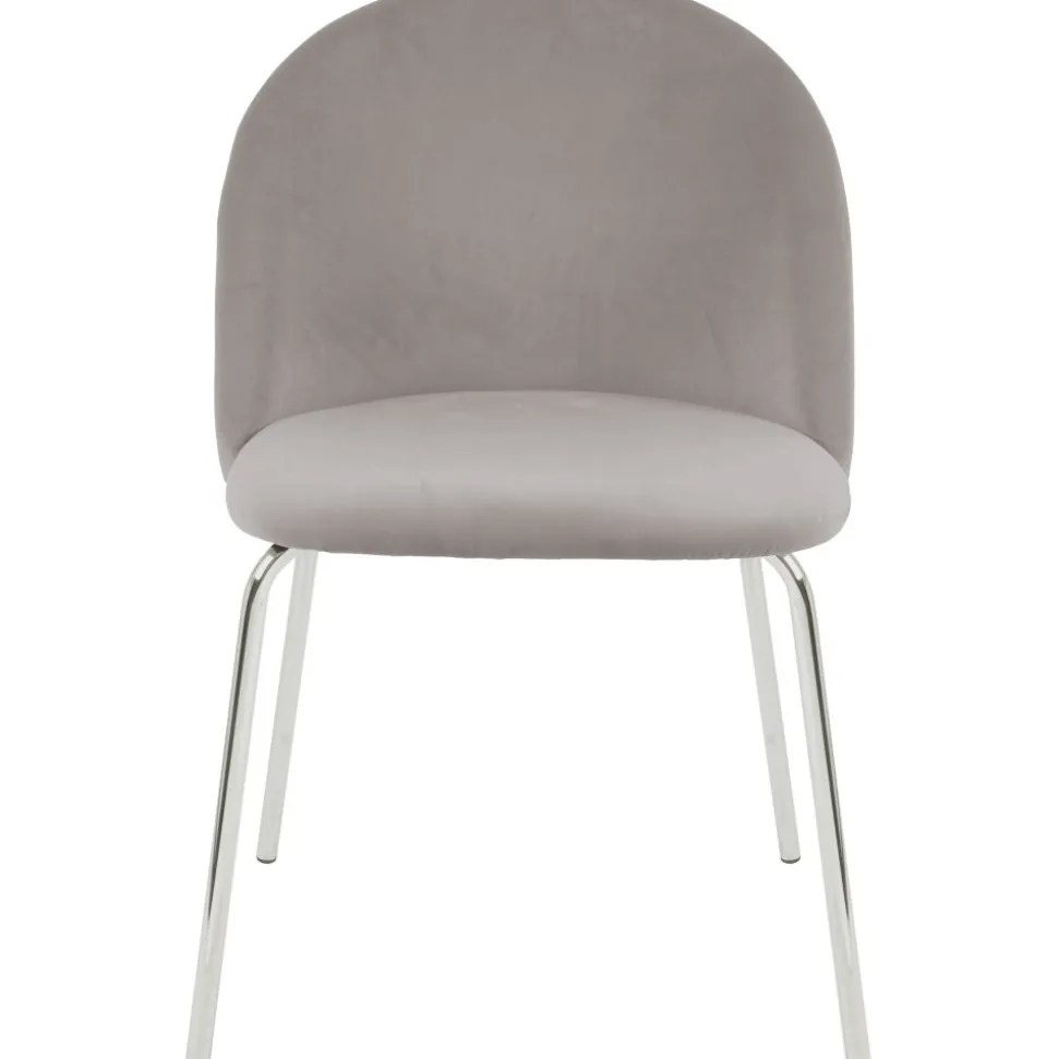 Stol gråbeige sammet kromade ben + Textilrengöring för möbler