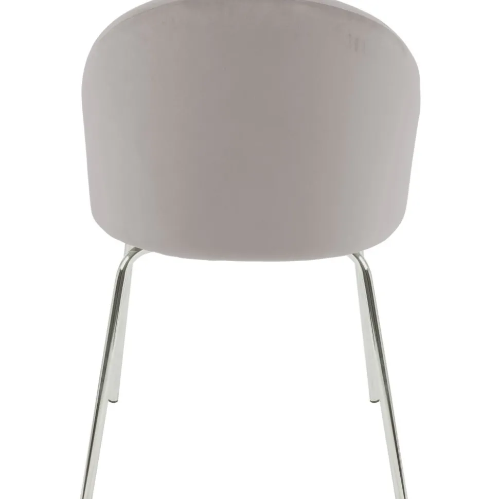 Stol gråbeige sammet kromade ben + Textilrengöring för möbler