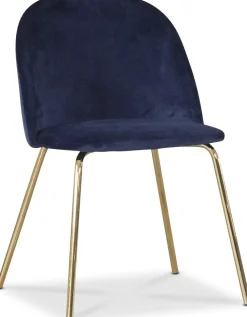 Stol i blå velvet med guldiga ben + Möbeltassar