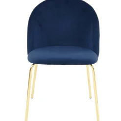 Stol i blå velvet med guldiga ben + Möbeltassar