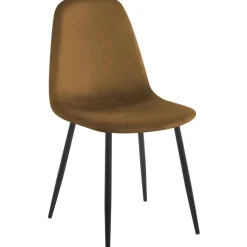 Stol i brun sammet svarta ben + Möbeltassar