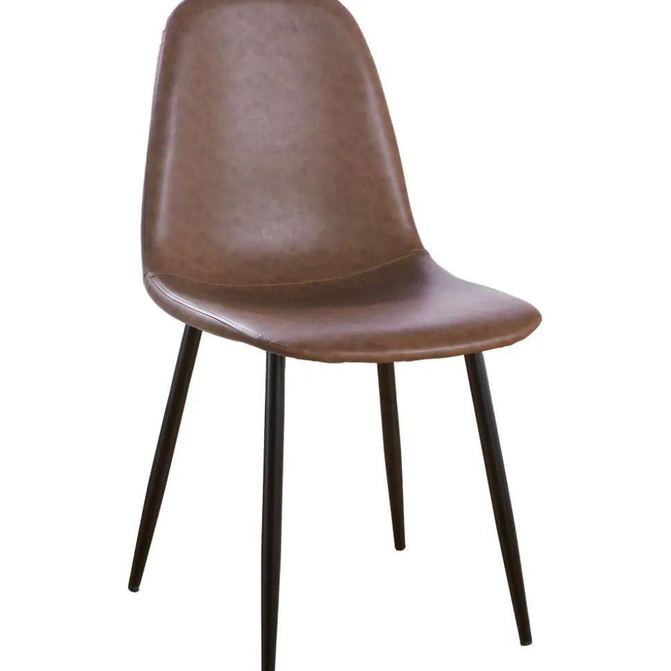 Stol i brunt läderutseende
